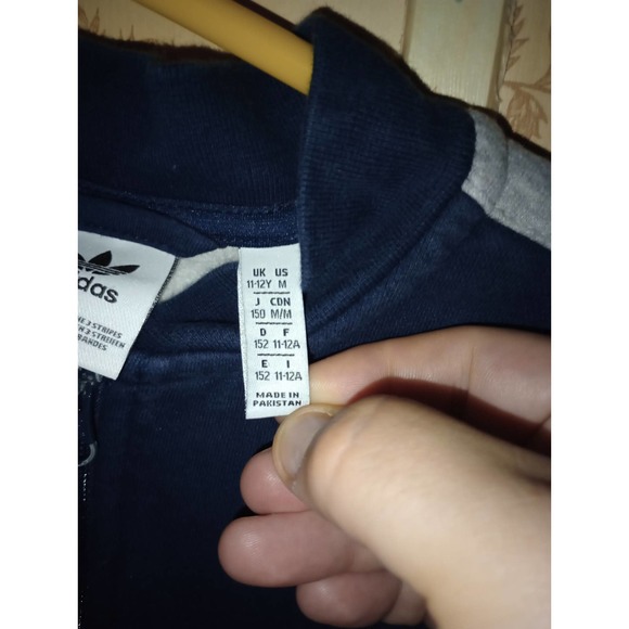 Adidas Samba Style Medium Youth 11-12 Dark Blue 3 Stripes Track Jacket CE 1086 - Picture 3 of 12